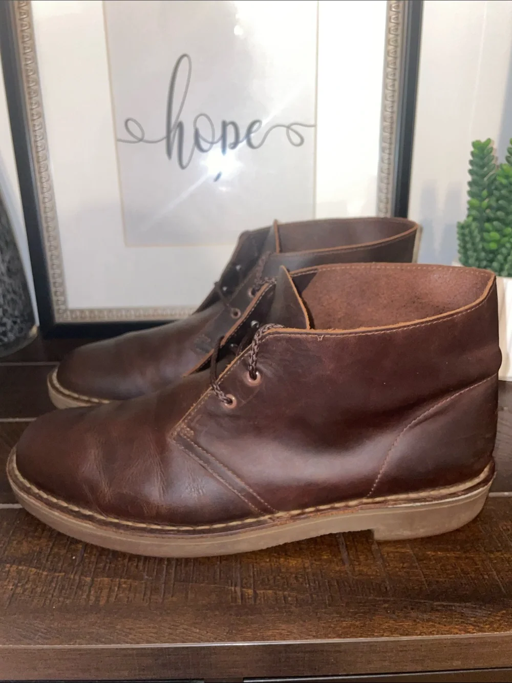 Clarks Bushacre II Men's Dark Brown Leather Chukka Dessert Boots Size 10.5 M